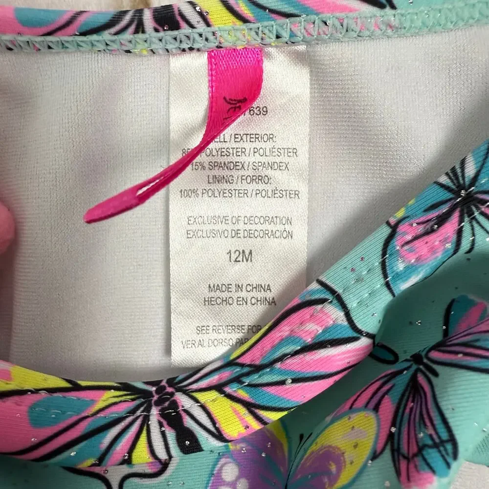 betsey‎ johnson girls long sleeve tankini swimsuit 12M